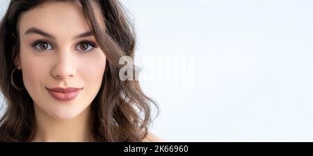 beauty skincare woman with flawless face and lips Stock Photo