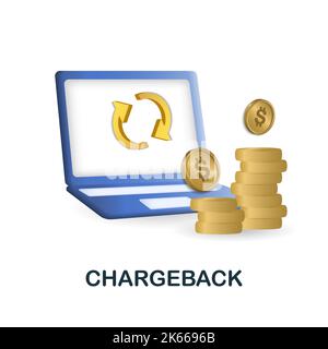 Chargeback icon. 3d illustration from affiliate marketing collection. Creative Chargeback 3d icon for web design, templates, infographics and more Stock Vector