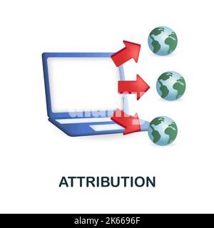 Attribution icon. 3d illustration from affiliate marketing collection. Creative Attribution 3d icon for web design, templates, infographics and more Stock Vector