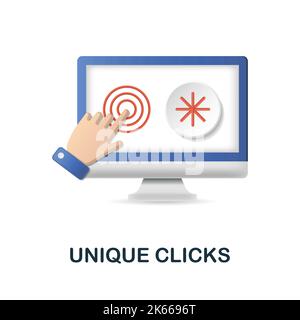 Unique Clicks icon. 3d illustration from affiliate marketing collection. Creative Unique Clicks 3d icon for web design, templates, infographics and Stock Vector