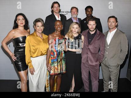 Los Angeles, USA. 11th Oct, 2022. (L-R) THE PERIPHERAL Cast - Lisa Joy, Alexandra Billings, T'Nia Miller, Jonathan Nolan, Chloë Grace Moretz, Louis Herthum, Jack Reynor, Gary Carr and JJ Feild at the Prime Video's THE PERIPHERAL Premiere held at The Theatre at Ace Hotel in Los Angeles, CA on Tuesday, October 11, 2022. (Photo By Sthanlee B. Mirador/Sipa USA) Credit: Sipa USA/Alamy Live News Stock Photo