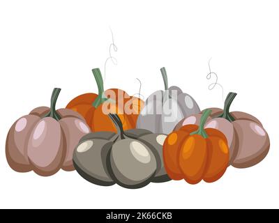 Cute hand drawn pumpkins - great as Thanksgiving background, textiles, banners, wallpapers, wrapping - vector design Stock Vector