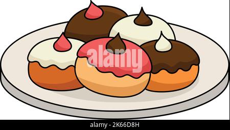 Hanukkah Sufganiyah Cartoon Colored Clipart Stock Vector