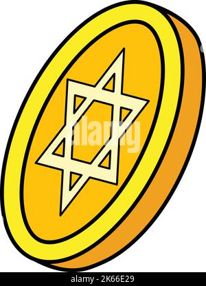 Hanukkah Star of David Coins Cartoon Clipart Stock Vector