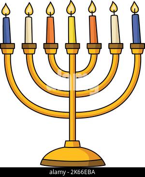 Hanukkah Menorah Cartoon Colored Clipart  Stock Vector