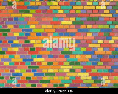 brick wall made of coloured stones  , Germany Stock Photo