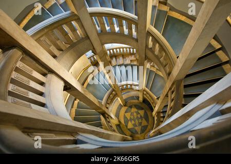 New Town Hall, interior view with spiral staircase, Germany, Lower Saxony, Hanover Stock Photo