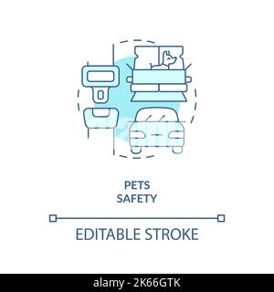 Pets safety while traveling turquoise concept icon Stock Vector