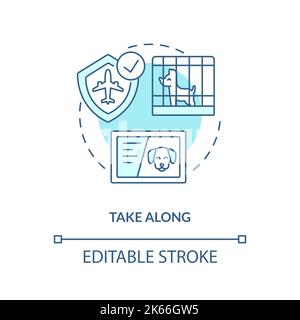 Take pets along for travel turquoise concept icon Stock Vector