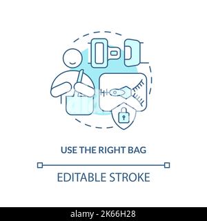 Use correct bag turquoise concept icon Stock Vector