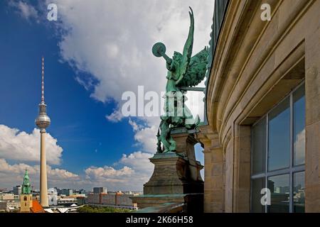 Berlin Television Tower seen from the viewing platform of the Berlin Kathedral, Germany, Berlin Stock Photo