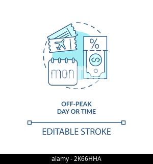 Off-peak flying times turquoise concept icon Stock Vector