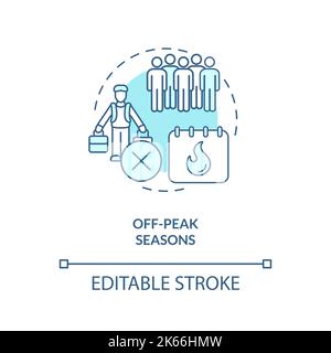 Off-peak seasons travel turquoise concept icon Stock Vector