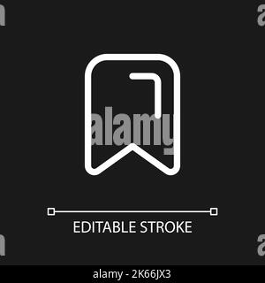 Marked content pixel perfect white linear ui icon for dark theme Stock Vector