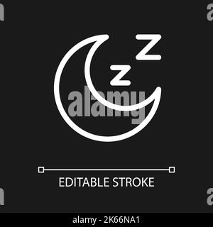 Sleep pixel perfect white linear ui icon for dark theme Stock Vector