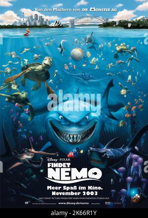 SQUIRT,CRUSH,BLOAT,RAY,ANCHOR,BRUCE,MARLIN,DORY,POSTER, FINDING NEMO, 2003 Stock Photo