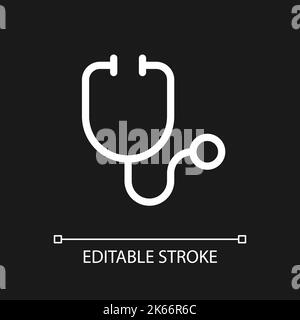 Stethoscope pixel perfect white linear ui icon for dark theme Stock Vector