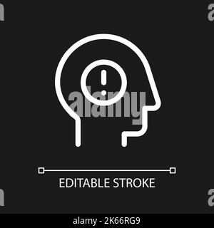 Mental health issues pixel perfect white linear ui icon for dark theme Stock Vector