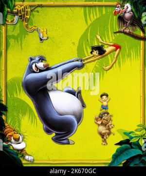 KAA, SHER KHAN, BALOO, MOWGLI, RANJAN, LUCKY THE VULTURE, THE JUNGLE BOOK 2, 2003 Stock Photo