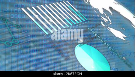 Image of financial graph over data processing Stock Photo