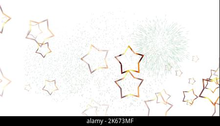 Image of stars falling over white background Stock Photo