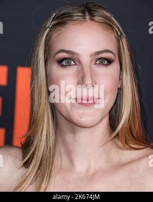 HOLLYWOOD, LOS ANGELES, CALIFORNIA, USA - OCTOBER 11: American actress/Jamie Lee Curtis' daughter Annie Guest arrives at the World Premiere Of Universal Pictures And Blumhouse Productions' 'Halloween Ends' held at the TCL Chinese Theatre IMAX on October 11, 2022 in Hollywood, Los Angeles, California, United States. (Photo by Xavier Collin/Image Press Agency) Stock Photo