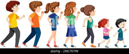 People walking backward cartoon illustration Stock Vector