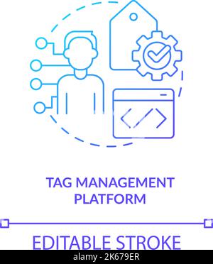 Tag management platform blue gradient concept icon Stock Vector