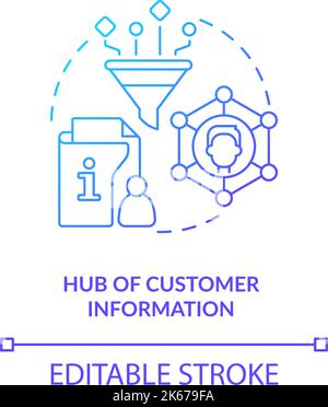Hub of customer information blue gradient concept icon Stock Vector