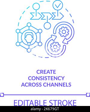 Create consistency across channels blue gradient concept icon Stock Vector