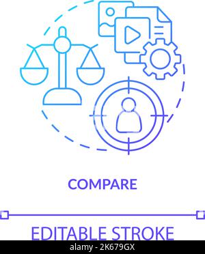 Compare and analyze blue gradient concept icon Stock Vector