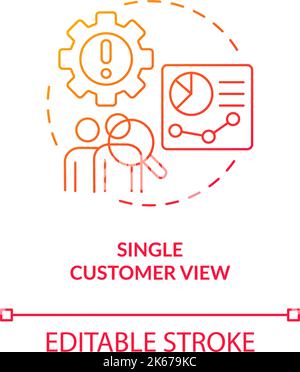 Single customer view red gradient concept icon Stock Vector