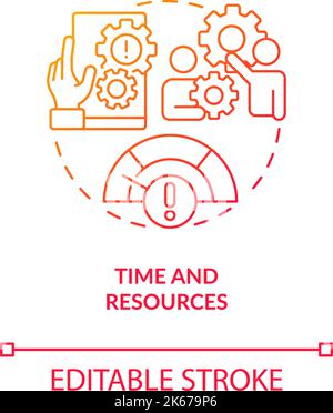 Time and resources to adjust business red gradient concept icon Stock Vector