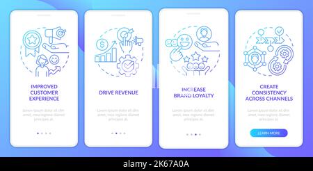 Personalized marketing achievement blue gradient onboarding mobile app screen Stock Vector