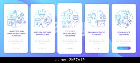 Individual marketing tools blue gradient onboarding mobile app screen Stock Vector