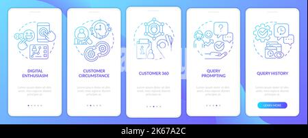 Improve interaction with customers blue gradient onboarding mobile app screen Stock Vector