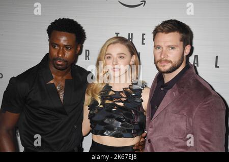 Los Angeles, Ca. 11th Oct, 2022. (L-R) Gary Carr, Chloë Grace Moretz and Jack Reynor attend Prime Video's 'The Peripheral' Premiere at The Theatre at Ace Hotel on October 11, 2022 in Los Angeles, California. Credit: Jeffrey Mayer/Jtm Photos/Media Punch/Alamy Live News Stock Photo