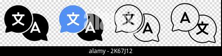 Language translation icons. Vector illustration isolated on transparent background Stock Vector