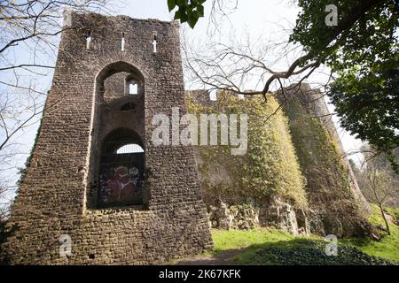 Views of Chepstow Castle, in Monmouthshire, Wales in the UK Stock Photo