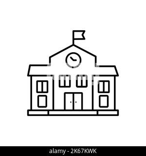 School building icon. vector line icon. outline illustration Stock Vector