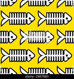 Fish skeleton Pattern seamless . Fish bones Background. Baby fabric texture Stock Vector