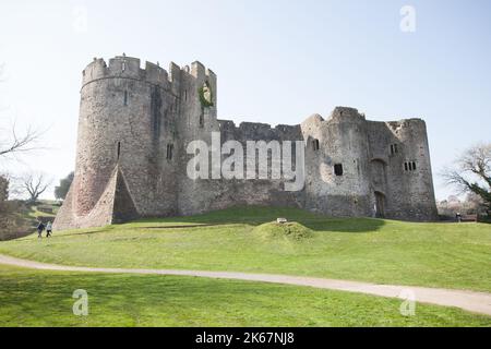 Views of Chepstow Castle, in Monmouthshire, Wales in the UK Stock Photo