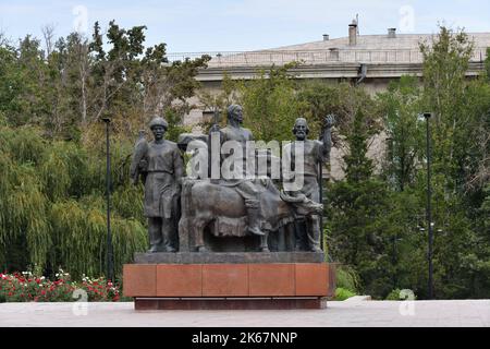 Bishkek, Kyrgyzstan - Sept 11, 2022: Fighters of the Revolution monument. Inaugurated in 1978. Central Asia Stock Photo