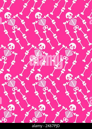 Skeleton cartoon Pattern seamless. Skull funny head Background. Baby fabric texture Stock Vector