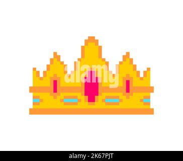 Royal crown Pixel art. 8 bit King's diadem. pixelated Vector illustration Stock Vector