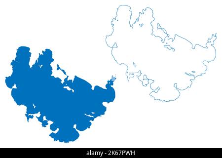 Lake Syamozero (Russia, Russian Federation, Republic of Karelia) map vector illustration, scribble sketch Säämäjärvi map Stock Vector