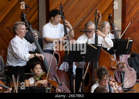 Boston Landmarks Orchestra summer outdoor concert at the Hatch Shell on the Esplanade, Boston, Massachusetts Stock Photo