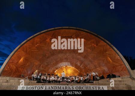 Boston Landmarks Orchestra summer outdoor concert at the Hatch Shell on the Esplanade, Boston, Massachusetts Stock Photo