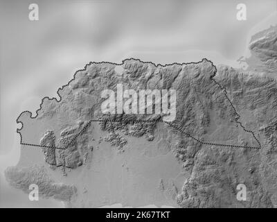 Hanover, parish of Jamaica. Grayscale elevation map with lakes and rivers Stock Photo