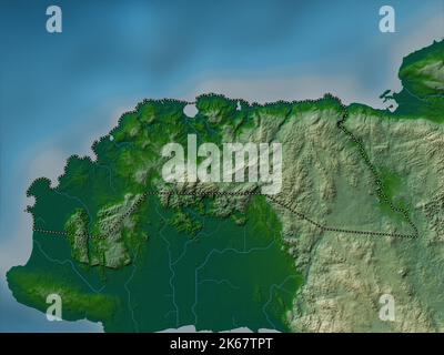 Hanover, parish of Jamaica. Colored elevation map with lakes and rivers Stock Photo